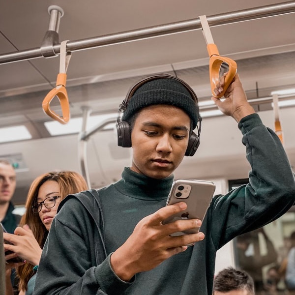 Person standing in a train