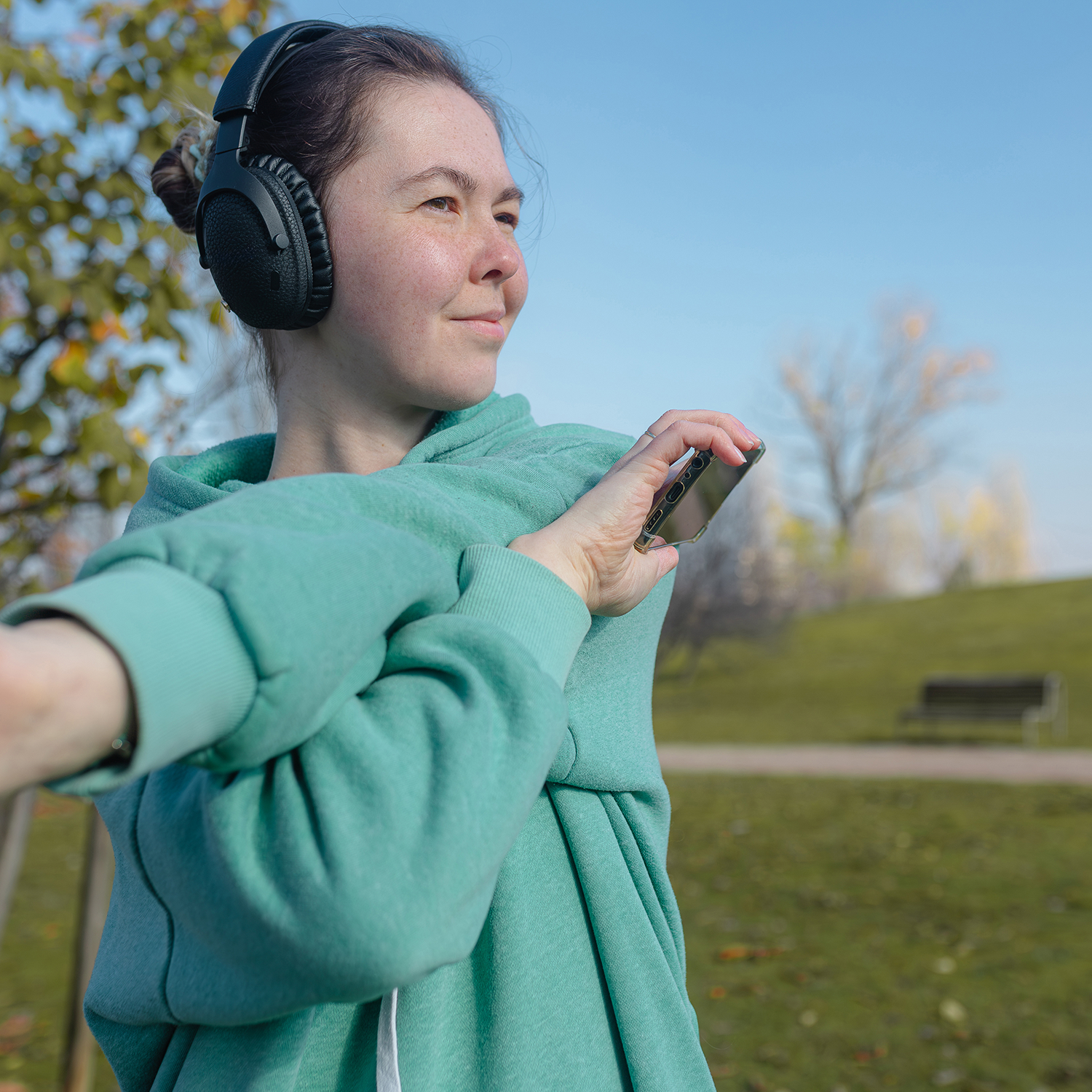 Woman exercising outside